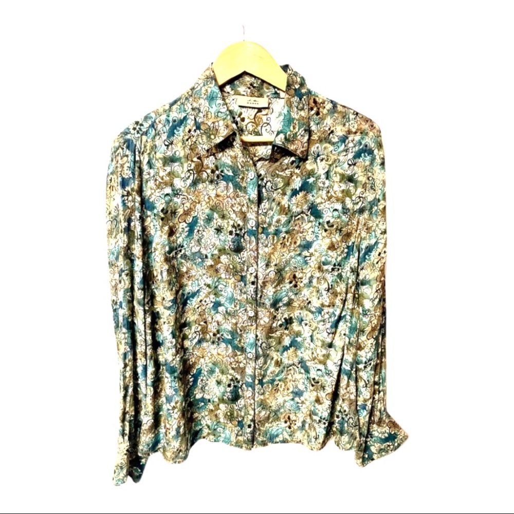I.E. Women’s floral print 100% silk button down long sleeve #88C